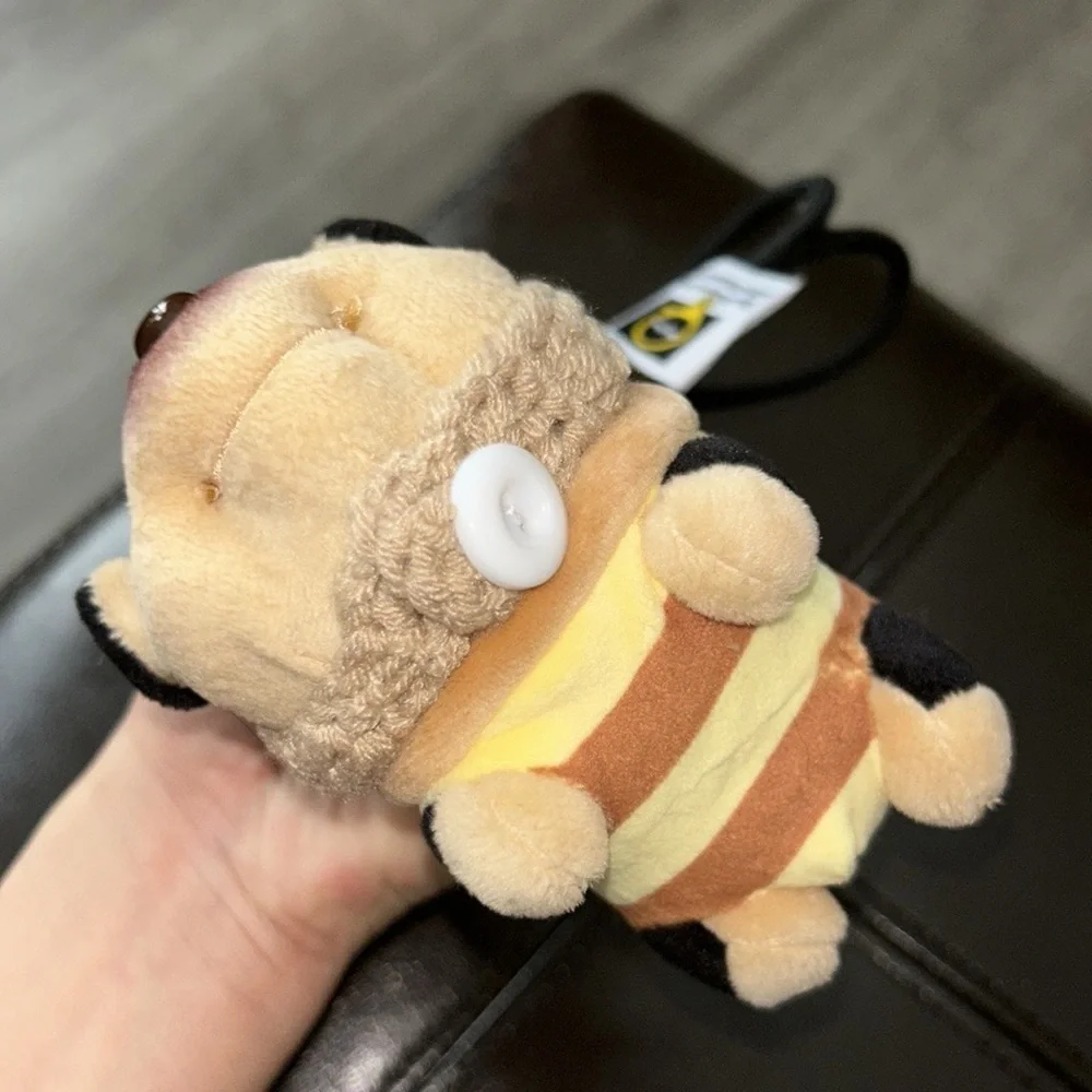 Dog Bee Adorable Brown and Tan Plush Keychain
